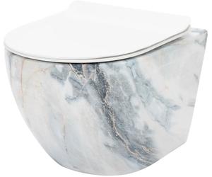 Rea Carlos conjunto taza de inodoro + tapa suspendido sin reborde blanco brillante imitación de piedra REA-C8002