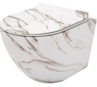 Rea Carlos conjunto taza de inodoro + tapa suspendido sin reborde blanco mate imitación de piedra REA-C8004