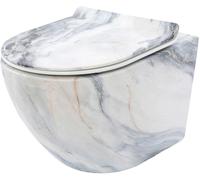 Rea Carlos conjunto taza de inodoro + tapa suspendido sin reborde blanco mate imitación de piedra REA-C8003