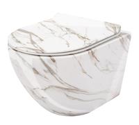 Rea Carlos taza de inodoro suspendido sin reborde blanco brillante imitación de piedra REA-C0536