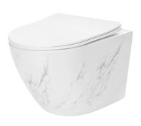 Rea Carlos taza de inodoro suspendido sin reborde blanco brillante imitación de piedra REA-C6606
