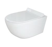 Rea Carter taza de inodoro con asiento de cierre suave suspendido sin reborde blanco brillante REA-C1400