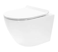 Rea Carter taza de inodoro con asiento de cierre suave suspendido sin reborde con descarga de remolino blanco brillante REA-C4801