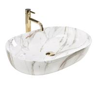 Rea Lavabo sobre Encimera CLEO 61 Brillante Aiax Lavabo de baño 41 x 60,5 x 14 cm Cerámica (imitación piedra)
