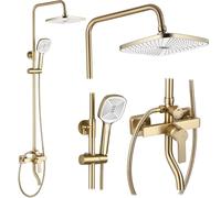 Rea Columna de ducha ARGUS GOLD BRUSH Sistema de ducha de latón para baño (Oro cepillado)