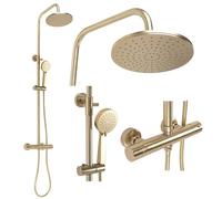 Rea Columna de ducha con termostato PAROT BRUSHED GOLD Sistema de ducha de latón para baño (Oro)