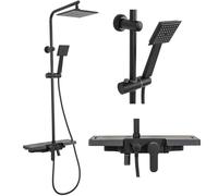 Rea Columna de Ducha SET BRAVO BLACK Sistema de Ducha de Latón para Baño (Negro)