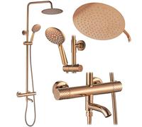 Rea - Conjunto de ducha Lungo Diamond con termostato - Latón, Abs - Cobre - 15x15x117 cm