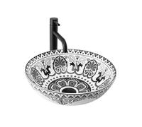Rea Etno lavabo 40x40 cm circular sobre encimera blanco-negro REA-U7500