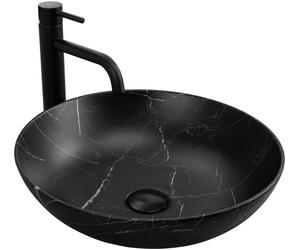 Rea Fibo Black Matt lavabo 40.5x40.5 cm circular sobre encimera negro REA-U3301