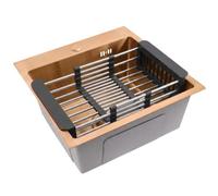 Rea - Fregadero de acero Leo 40 cobre cepillado con juego de accesorios grises - 45 x 40 x 18,5 cm