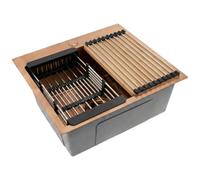 Rea - Fregadero de acero Leo 50 cobre cepillado con juego de accesorios grises - 50 x 45 x 18,5 cm