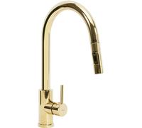 Rea Grifo de cocina Mezclador de fregadero de cocina de latón dorado fresco Palanca única ajustable en frío y caliente Giratorio de 360 ° (Oro)