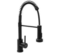 Rea Grifo de cocina Colin, mezclador de fregadero de cocina de metal negro, ajustable en frío y caliente, monomando giratorio 360° (negro)