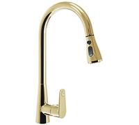 Rea GRIFO DE COCINA DE ORO SUAVE Mezclador de fregadero de cocina de latón Mezclador de fregadero de cocina ajustable en frío y caliente Palanca única giratoria de 360 ° (Oro)