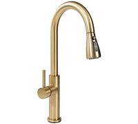 Rea GRIFO DE COCINA Nest Gold Brush Mezclador de fregadero de cocina de latón Mezclador de fregadero de cocina ajustable en frío y caliente Palanca única giratoria de 360 ° (oro cepillado)
