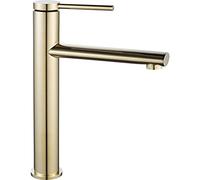 Rea GRIFO DE LAVABO ALTO OVALADO ORO Mezclador de baño de latón Grifo monomando para lavado a mano ajustable en frío y caliente (dorado)