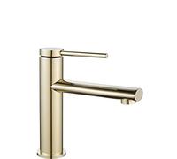Rea GRIFO DE LAVABO BAJO OVALADO ORO Mezclador de baño de latón Grifo monomando para lavado a mano ajustable en frío y caliente (Oro)