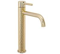 REA Grifo monomando para baño, grifo mezclador para lavabo, altura 28cm, grifo de cocina de acero inoxidable dorado