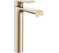 Rea HASS GOLD GRIFO DE LAVABO ALTO Mezclador de baño de latón Grifo monomando para lavado a mano ajustable en frío y caliente (oro claro)