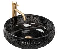 Rea Ice lavabo 42x42 cm circular sobre encimera negro REA-U6660