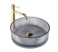 Rea Ingrid lavabo 36x36 cm circular sobre encimera gris/piedra brillante REA-U8524