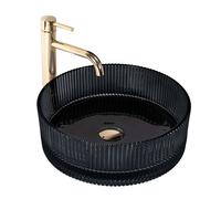 Rea Ingrid lavabo 36x36 cm circular sobre encimera negro brillante REA-U8520