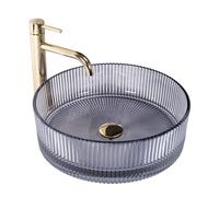 Rea LAVABO SOBRE ENCIMERA INGRID GRIS Lavabo de Baño 40 x 40 x 13 cm Vidrio (Transparente)