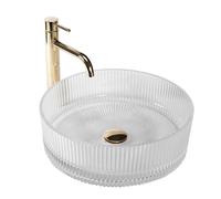 Rea Lavabo sobre Encimera Ingrid Lavabo de baño Transparente 400 x 400 x 130 mm Cerámica (Transparente)