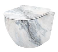 Rea Carlos conjunto taza de inodoro + tapa suspendido sin reborde blanco brillante imitación de piedra REA-C8002