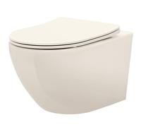 Rea Inodoro suspendido de cerámica Carlo Mini Rimless Beige, Diseño moderno y fácil de limpiar - 49,5X37X32CM