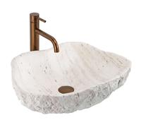 Rea Isla lavabo 49x37 cm sobre encimera blanco-gris/piedra-marrón/beige mate REA-U0642