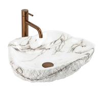 Rea Isla lavabo 49x37 cm sobre encimera blanco-gris/piedra mate REA-U3222