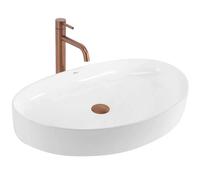 Rea Joana lavabo 65.5x40.5 cm oval sobre encimera blanco brillante REA-U6371