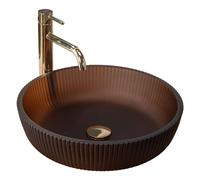 Rea Jodi lavabo 42x42 cm circular sobre encimera marrón/beige mate REA-U0273