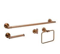 Rea - Juego de Perchas de baño Grid 4 Piezas - Cobre Cepillado - Metal - 60 x 8,5 x 5 cm