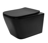 Rea Julio taza de inodoro con asiento de cierre suave suspendido sin reborde negro REA-C6550