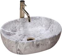 Rea Lara lavabo 48.5x35 cm oval sobre encimera gris/piedra REA-U9888