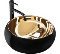 Rea lavabo 40x40 cm circular sobre encimera negro-oro REA-U3306