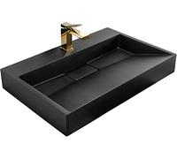Rea Lavabo Conglomerado Goya Negro Mate 70cm Lavabo de baño 700 x 460 x 100 mm (negro mate)