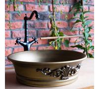 Rea Lavabo de cerámica sobre encimera Betty Round White, Diseño elegante para baños modernos - 43,5X43,5X13CM