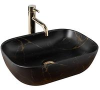 Rea LAVABO DE ENCIMERA Belinda Lavabo de baño de mármol negro mate 465 x 335 x 135 mm Cerámica (negro mate)