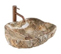 Rea - Lavabo de encimera Isla Canyon marrón, imitación piedra - 49 x 37 x 14 cm