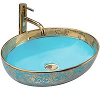Rea LAVABO DE ENCIMERA Margot Oro/Azul Lavabo de baño 520 x 400 x 135 mm Cerámica (oro)