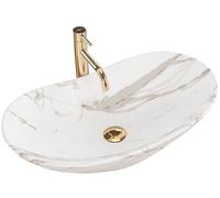 Rea LAVABO DE ENCIMERA ROYAL LAVA MAT Lavabo de Baño 605 x 360 x 160 mm Cerámico (Blanco, Imitación Mármol)