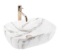 Rea LAVABO SOBRE ENCIMERA BELINDA AIAX Lavabo de Baño 460 x 320 x 125 mm en Cerámica (Beige, imitación mármol)