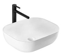 REA Lavabo sobre Encimera Belinda Slim Lavabo de Baño 46x33 cm Cerámica (Blanco)