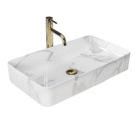Rea LAVABO SOBRE ENCIMERA DENIS SHINNY MARMO Lavabo de Baño 615 x 350 x 110 mm en Cerámica (Blanco, imitación mármol)