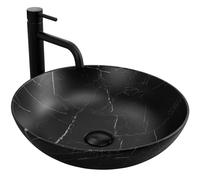 Rea Fibo Black Matt lavabo 40.5x40.5 cm circular sobre encimera negro REA-U3301