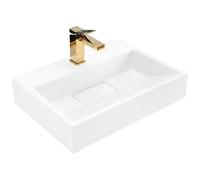 Rea Lavabo sobre Encimera GOYA CONGLOMERADO 50CM Lavabo de Baño (Blanco)